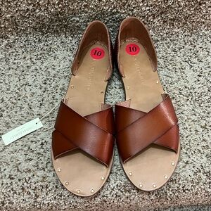Cynthia Rowley Brown Leather Criss Cross Sandals Size 10 NWT